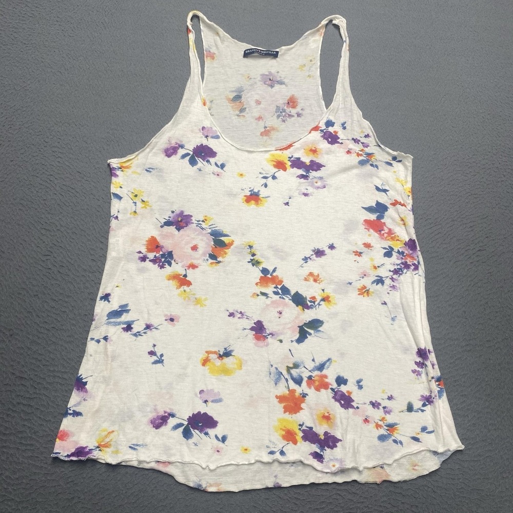 Brandy Melville Tank Top Juniors One Size Multicolor Floral Cotton Racerback